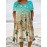 Plus Size Women's Tropical Marine Life Print Casual Dress - Soft Breathable Fabric, Loose Fit with Pockets, Vibrant Starfish & Turtle Design, Machine Washable for Spring Summer Fall Beach Outings, Beach Dress, Summer Outfit, Relaxed Fit