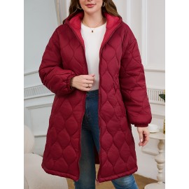 [Quilted Hooded Jacket] Soft Quilted Women's Elegant Hooded Jacket | All-Season Machine Washable Outerwear, Zipper Closure & Tailored Fit for Casual or Formal Wear, Everyday Comfort Coat