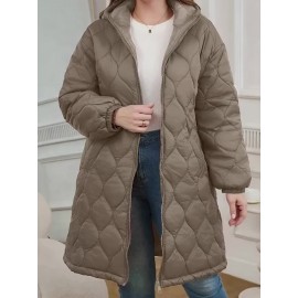 [Quilted Hooded Jacket] Soft Quilted Women's Elegant Hooded Jacket | All-Season Machine Washable Outerwear, Zipper Closure & Tailored Fit for Casual or Formal Wear, Everyday Comfort Coat
