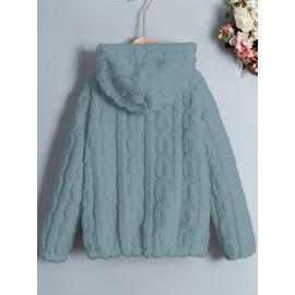 Plus Size - Women'S Cozy Fleece-Lined Hooded Jacket - Thick Warm Winter Coat with Pockets, Soft Plush Lining, Elegant Casual Outerwear for Fall & Winter