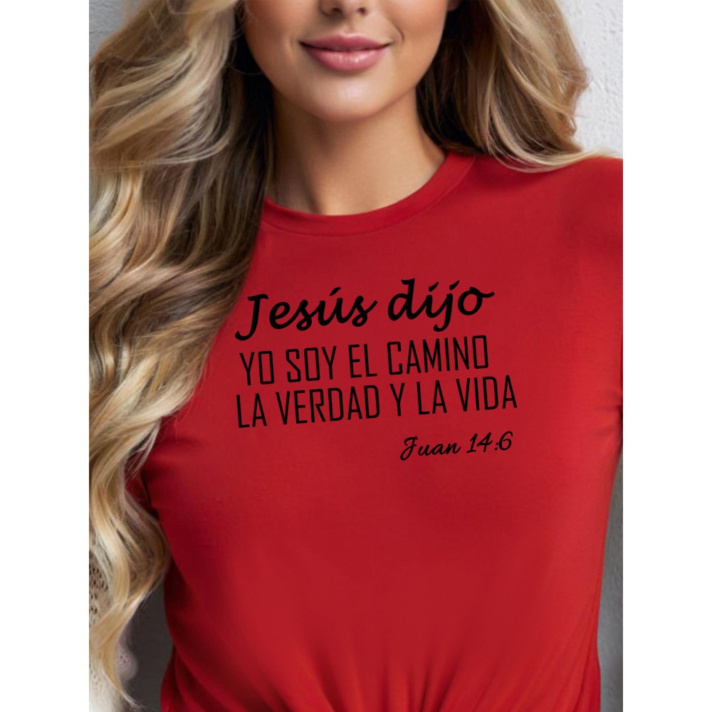 Women's Lightweight Short Sleeve T-Shirt - Vibrant Orange Spanish Bible Verse 