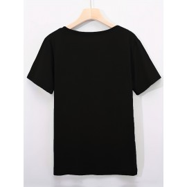 [Season Versatile] Women's Yin Yang Tree of Life Graphic T-Shirt - Short Sleeve Crew Neck, Dark Gray with Colorful Night Sky Design, Casual Summer & Spring Top, Casual Wear Top|Tree Of Life Design|Smooth Texture Shirt