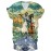 Women'S Casual V-Neck Short Sleeve T-Shirt with Horse & Swirl Print - Relaxed Fit All-Season Comfort, Vibrant Colors, Breathable Fabric for Casual Attire