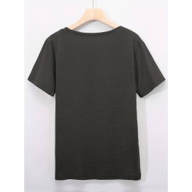 Women's Vintage Japanese Woodblock Print T-Shirt - Cherry Blossom & Red Sun Design, Semi-Sheer Short Sleeve Crew Neck Casual Top, Machine Washable for Spring & Summer, Breathable Fabric