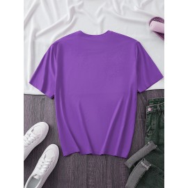 Women's Casual Short Sleeve T-Shirt - Vibrant Purple with White Spanish Scripture Letter Print (Isaiah 30:5), 100% Polyester Knit, Lightweight 180g All-Season Top, Machine Washable