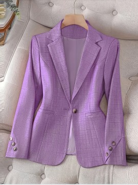 Elegant Pink Blazer with Button Details - Long Sleeve, Single-Breasted, Polyester, Perfect for Office or Casual Wear, All-Season Suit Jacket, Casual Wear Blazer | Elegant Blazer | Polyester Blazer