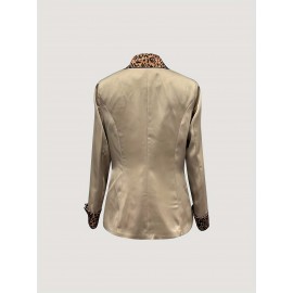 [Leopard Print Blazer] Elegant Leopard Print Blazer for Women | Sexy Beige & Brown Jacket, Machine Washable, Non-See-Through, Formal & Casual Outerwear for Business, Parties, Everyday Chic, Party Outfit, Stylish Design, Durable Fabric, Hline Silhouette