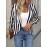 Women's Elegant Black & White Striped Blazer Jacket - High Elasticity Loose Fit Long Sleeve, Machine Washable Spring/Fall Casual & Office Wear, Work Attire, Stylish Outerwear, Durable Construction, Versatile Outerwear, Fashion Lovers