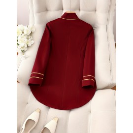 Fortune Fashion Casual Elegant Retro Solid Color Suit Jacket