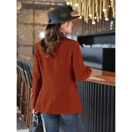 Elegant Red Blazer with Golden Buttons - Stylish Long Sleeve Women'S Suit Jacket, Suitable for Work and Leisure, Autumn and Winter, Casual Workwear | Chic Blazer with Fashionable Button Details, Ladies' Blazer QL25