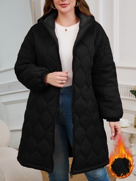[Quilted Hooded Jacket] Soft Quilted Women's Elegant Hooded Jacket | All-Season Machine Washable Outerwear, Zipper Closure & Tailored Fit for Casual or Formal Wear, Everyday Comfort Coat