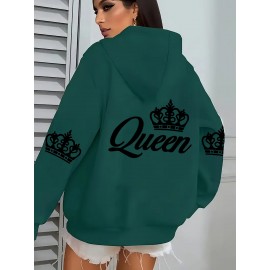 [Queen Crown Hoodie] Plus Size Women's Pink 
