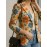 [Floral Print Blazer for Women] Elegant Floral Print Blazer for Women - Vibrant Orange, Yellow & Blue Flowers, Single-Breasted Notch Lapel Jacket, Long Sleeve Regular Fit, All-Season Versatile Office & Casual Wear, Chic Workwear, Sophisticated Tailoring